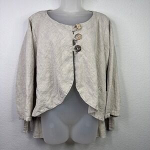 Hearts Desire by Mary Grace Jacket Women XL Linen Waterfall Lagenlook Boho Artsy